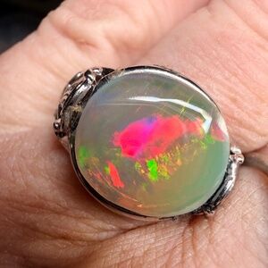 3 carat Ethiopian opal adjustable ring